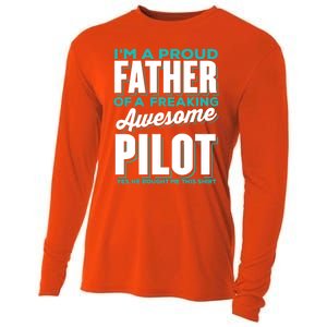 I M A Proud Father Of A Freaking Awesome Pilot Fathers Day Gift Cooling Performance Long Sleeve Crew