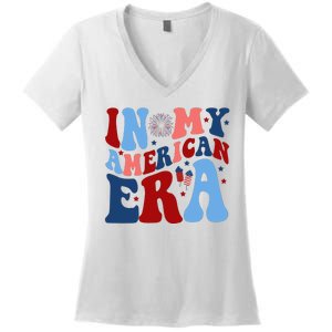 In My American Era Festive 4th Of July Summer Women's V-Neck T-Shirt