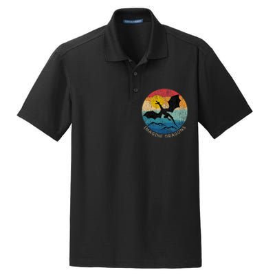 Imagine Magical And Mythical Fantasy Dragons Dry Zone Grid Polo