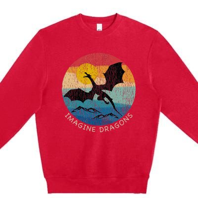 Imagine Magical And Mythical Fantasy Dragons Premium Crewneck Sweatshirt