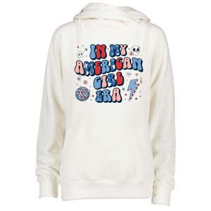 In My American Girl Era Retro 4th Of July Fourth Groovy Womens Funnel Neck Pullover Hood