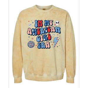 In My American Girl Era Retro 4th Of July Fourth Groovy Colorblast Crewneck Sweatshirt