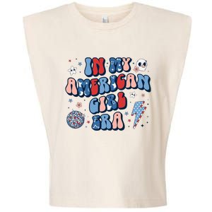 In My American Girl Era Retro 4th Of July Fourth Groovy Garment-Dyed Women's Muscle Tee