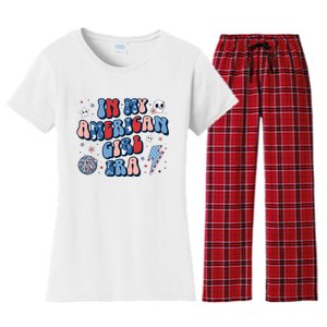 In My American Girl Era Retro 4th Of July Fourth Groovy Women's Flannel Pajama Set