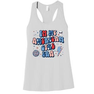 In My American Girl Era Retro 4th Of July Fourth Groovy Women's Racerback Tank