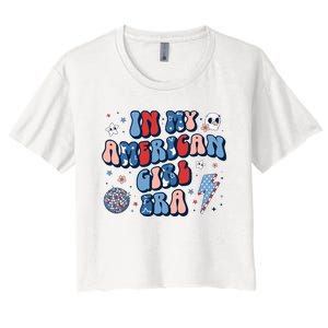 In My American Girl Era Retro 4th Of July Fourth Groovy Women's Crop Top Tee