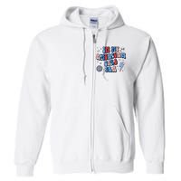 In My American Girl Era Retro 4th Of July Fourth Groovy Full Zip Hoodie