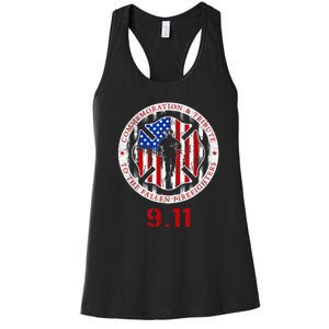 In Memory And Honor Of Firefighters Remembering 9/11 Women's Racerback Tank