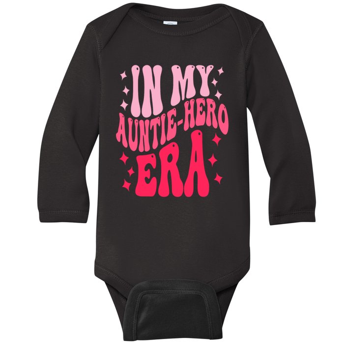 In My Auntie Hero Era Groovy Aunt Mothers Day Baby Long Sleeve Bodysuit