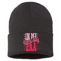 In My Auntie Hero Era Groovy Aunt Mothers Day Sustainable Knit Beanie