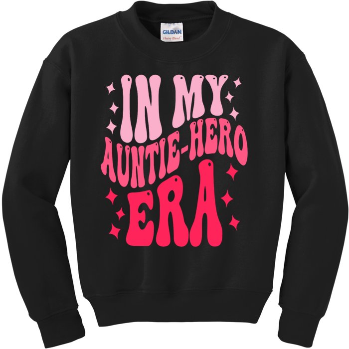 In My Auntie Hero Era Groovy Aunt Mothers Day Kids Sweatshirt