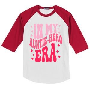 In My Auntie Hero Era Groovy Aunt Mothers Day Kids Colorblock Raglan Jersey