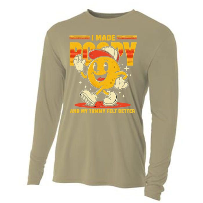 I Made A Poopy And My Tummy Felt Better Adult Humor Meme Cooling Performance Long Sleeve Crew