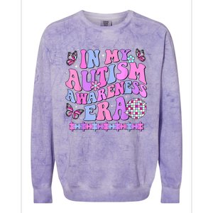 In My Autism Awareness Era Retro Disco In April We Wear Blue Colorblast Crewneck Sweatshirt