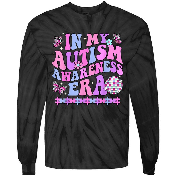 In My Autism Awareness Era Retro Disco In April We Wear Blue Tie-Dye Long Sleeve Shirt