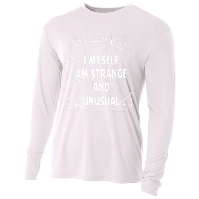 I Myself Am Strange Unusual Spooky Spider Halloween 80s 90s Cooling Performance Long Sleeve Crew