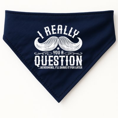 I Must Ask You A Question Funny Moustache Nerd USA-Made Doggie Bandana