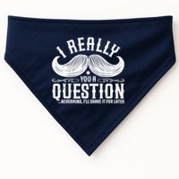 I Must Ask You A Question Funny Moustache Nerd USA-Made Doggie Bandana