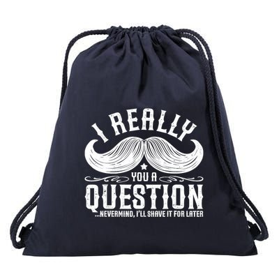 I Must Ask You A Question Funny Moustache Nerd Drawstring Bag