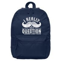I Must Ask You A Question Funny Moustache Nerd 16 in Basic Backpack