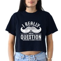 I Must Ask You A Question Funny Moustache Nerd Crop Top