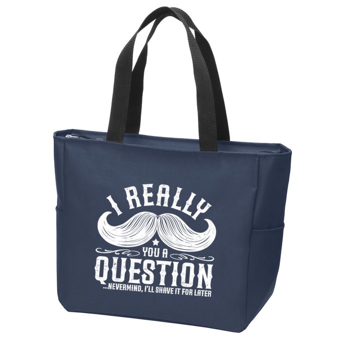 I Must Ask You A Question Funny Moustache Nerd Zip Tote Bag