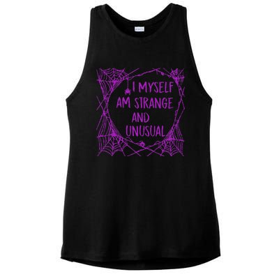 I Myself Am Strange And Unusual Halloween Spider Web Ladies PosiCharge Tri-Blend Wicking Tank