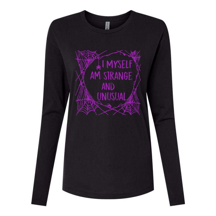 I Myself Am Strange And Unusual Halloween Spider Web Womens Cotton Relaxed Long Sleeve T-Shirt