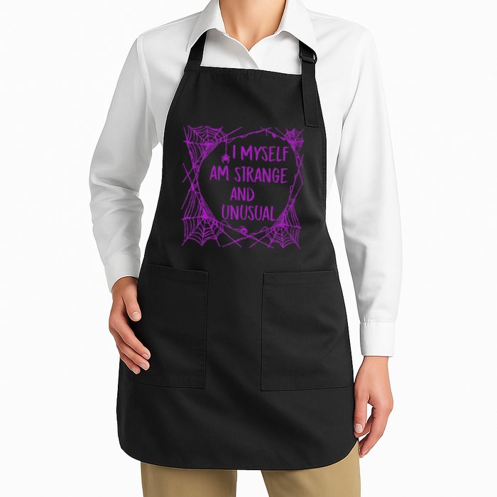 I Myself Am Strange And Unusual Halloween Spider Web Full-Length Apron With Pockets