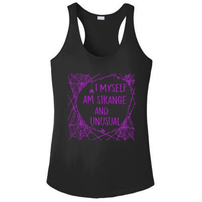 I Myself Am Strange And Unusual Halloween Spider Web Ladies PosiCharge Competitor Racerback Tank