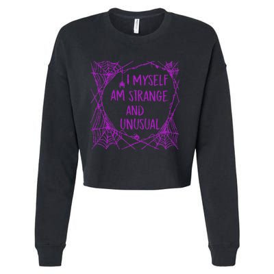 I Myself Am Strange And Unusual Halloween Spider Web Cropped Pullover Crew