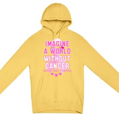 Imagine A World Without Cancer Save The Tatas Premium Pullover Hoodie