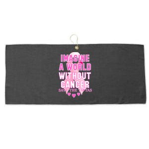 Imagine A World Without Cancer Save The Tatas Large Microfiber Waffle Golf Towel