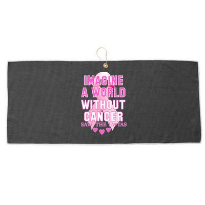 Imagine A World Without Cancer Save The Tatas Large Microfiber Waffle Golf Towel