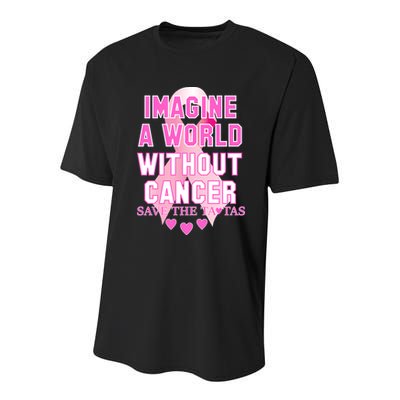 Imagine A World Without Cancer Save The Tatas Youth Performance Sprint T-Shirt