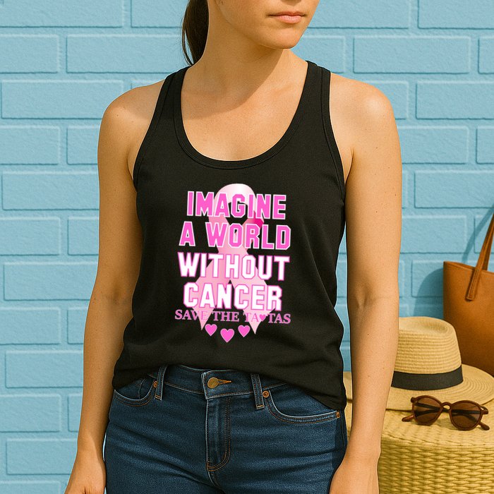 Imagine A World Without Cancer Save The Tatas Womens Tank Top