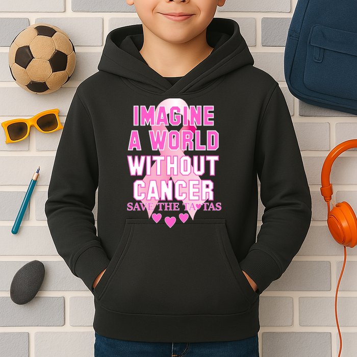 Imagine A World Without Cancer Save The Tatas Kids Hoodie