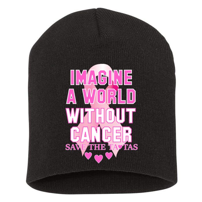 Imagine A World Without Cancer Save The Tatas Short Acrylic Beanie