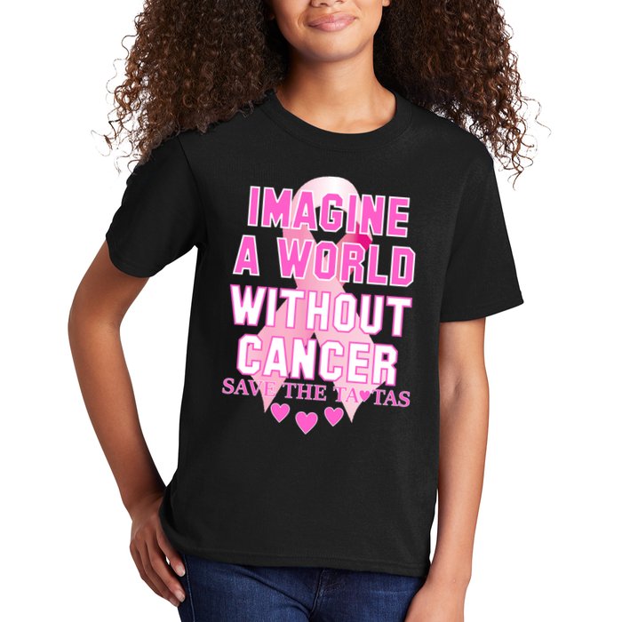 Imagine A World Without Cancer Save The Tatas Kids T-Shirt
