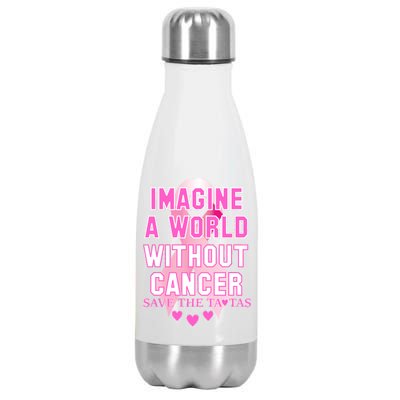 Imagine A World Without Cancer Save The Tatas Stainless Steel Insulated Water Bottle