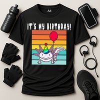 Its My Birthday Axolotl Party Hat & Balloon Cooling Performance Crew T-Shirt