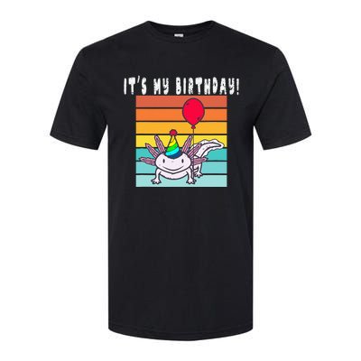 Its My Birthday Axolotl Party Hat & Balloon Softstyle® CVC T-Shirt