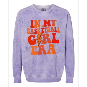 In My Basketball Girl Era Retro Groovy Basketball Girl Colorblast Crewneck Sweatshirt