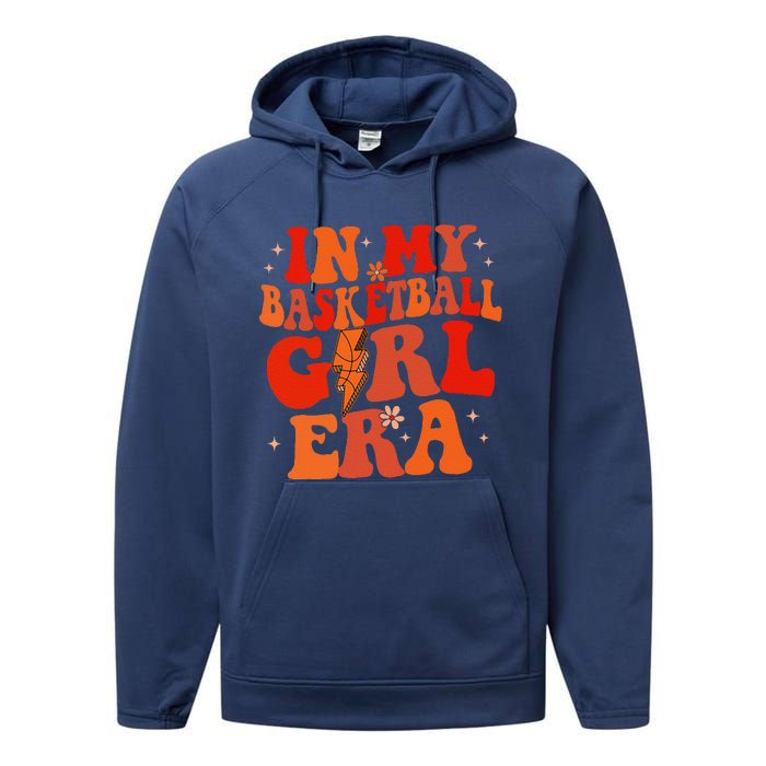 In My Basketball Girl Era Retro Groovy Basketball Girl Performance Fleece Hoodie