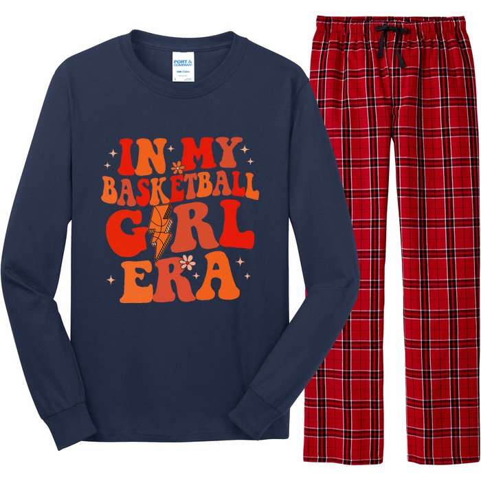 In My Basketball Girl Era Retro Groovy Basketball Girl Long Sleeve Pajama Set