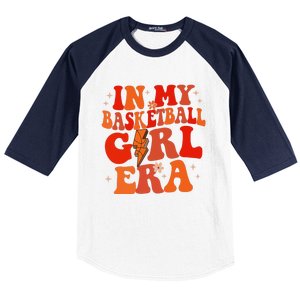 In My Basketball Girl Era Retro Groovy Basketball Girl Baseball Sleeve Shirt