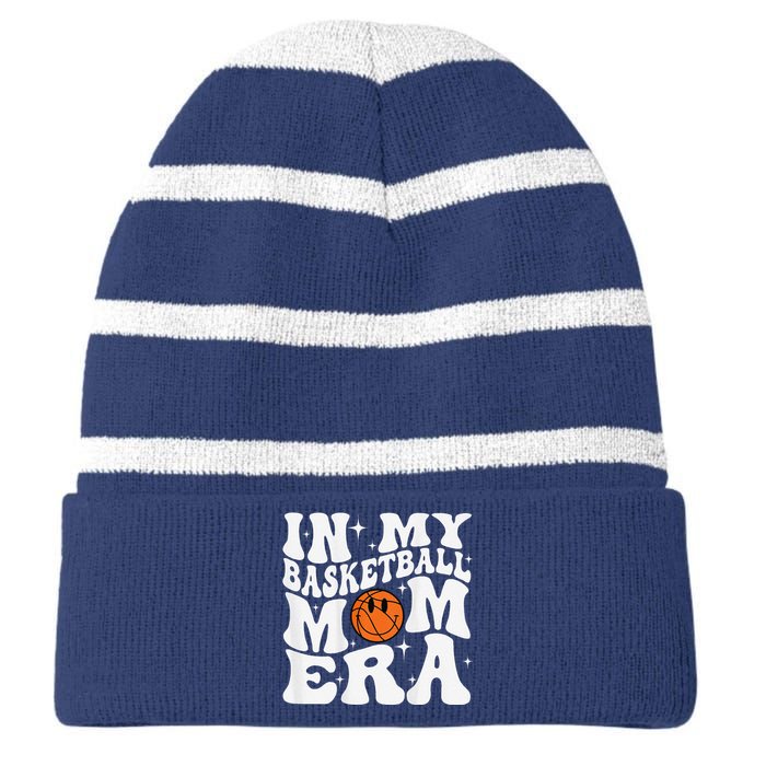 In My Basketball Mom Era Basketball Lover Mom Sport Striped Beanie with Solid Band