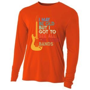 I May Be Old But I Got To See All The Cool Bands Funny Gift Cooling Performance Long Sleeve Crew