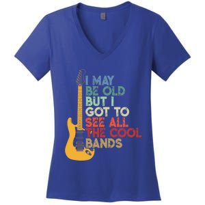 I May Be Old But I Got To See All The Cool Bands Funny Gift Women's V-Neck T-Shirt