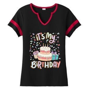 It's My Birthday Cake donut confetti Ladies Halftime Notch Neck Tee